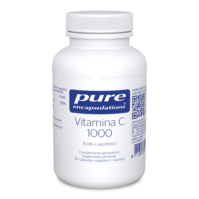 Complemento alimenticio Vitamina C 1000 Ácido L-ascórbico 90 cápsulas Pure Encapsulations.