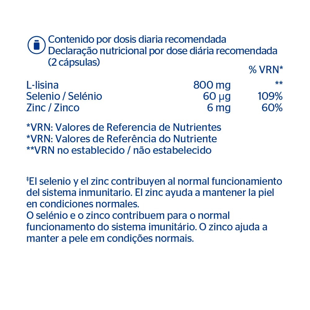 L-Lisina Plus Tabla Nutricional